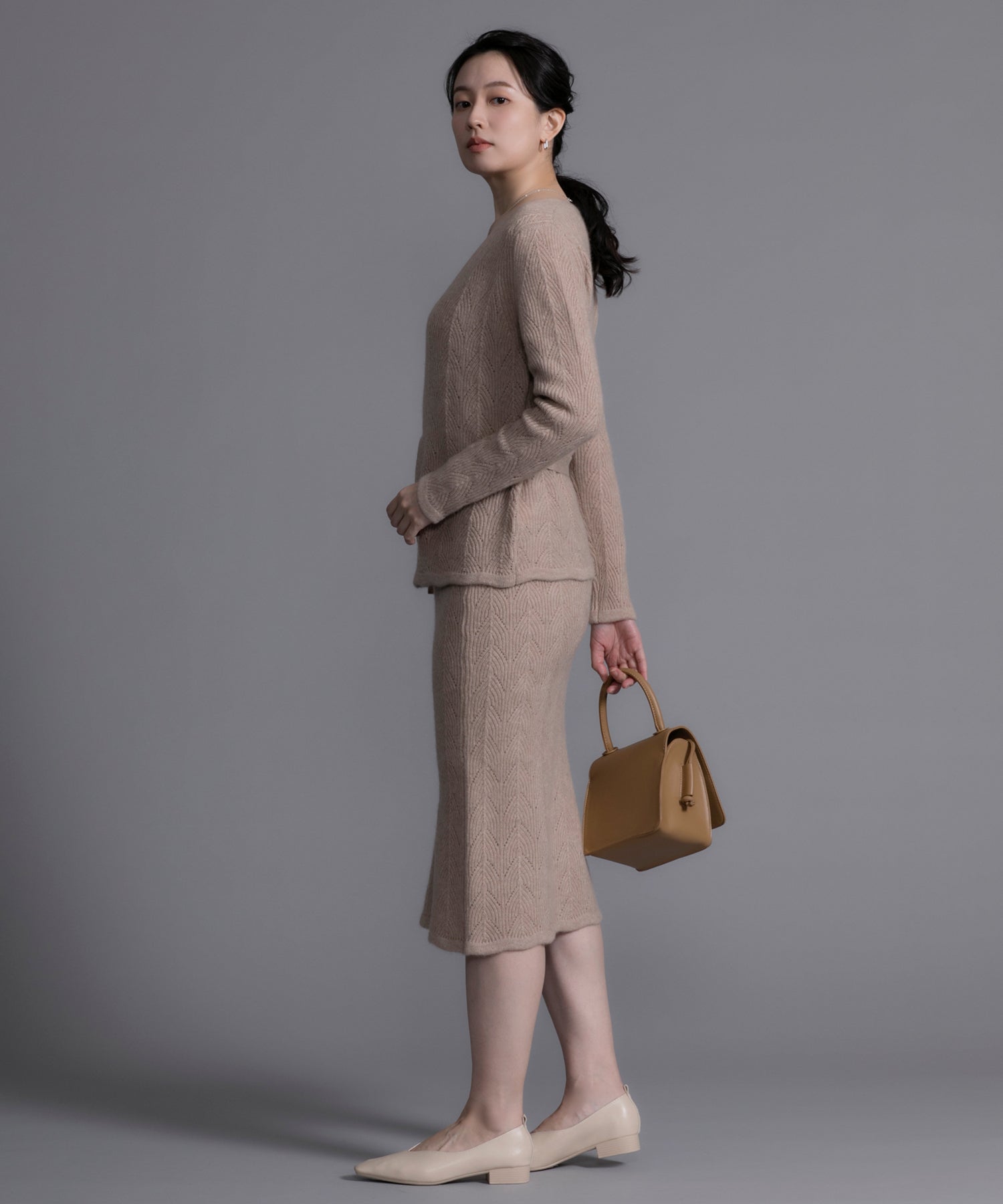 【DECADE CLASSIC】カシミヤ100％　葉柄スカート