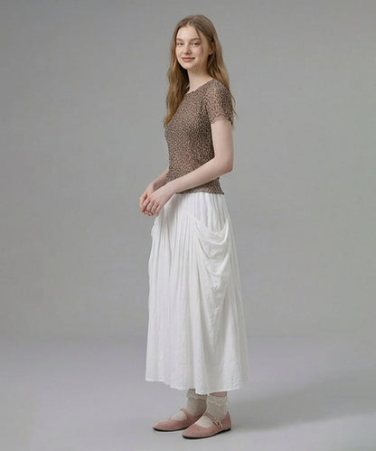 HOOK for girls バブルシフォン総柄クロップドトップス