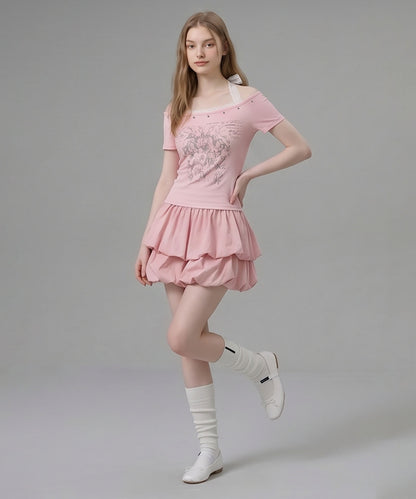 HOOK for girls レースレイヤード風 × グラフィック コンパクトT