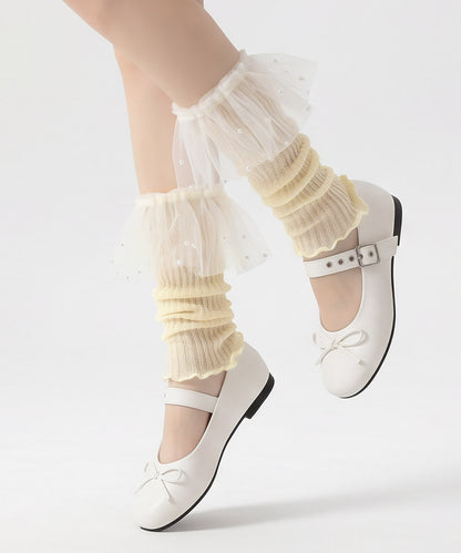 HOOK for girls くしゅくしゅ シアーニット レッグウォーマー コットン 春夏 バレエコア