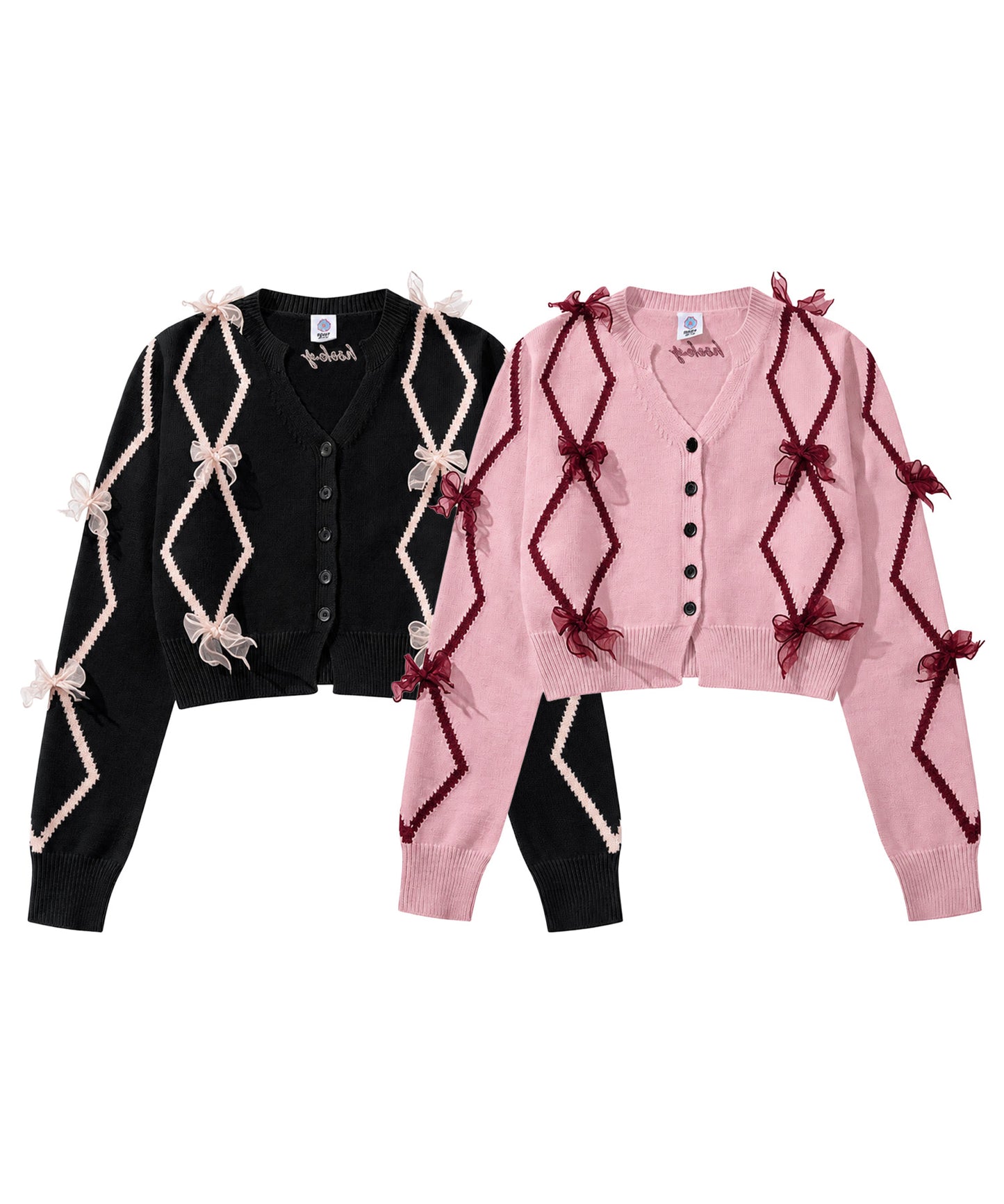 【HOOK】for　girls　リボン付きカーディガン　ショット丈