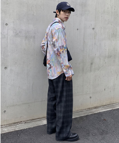 HOOK -original- Vintage-Style All-Over Print Long-Sleeve Polyester Shirt