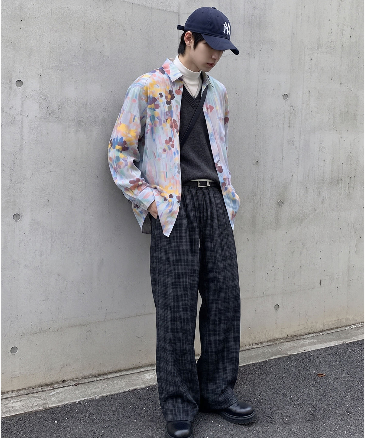 HOOK -original- Vintage-Style All-Over Print Long-Sleeve Polyester Shirt