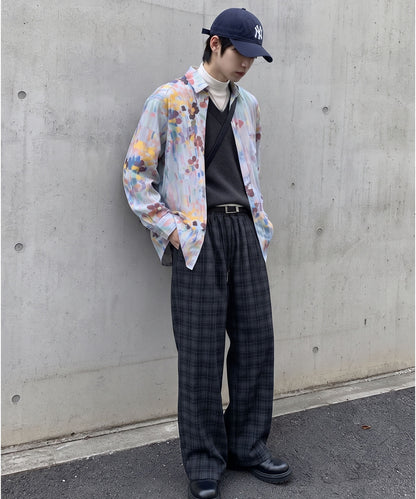 HOOK -original- Vintage-Style All-Over Print Long-Sleeve Polyester Shirt