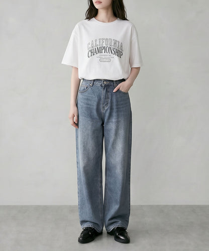 aimoha/カレッジロゴプリントTシャツ