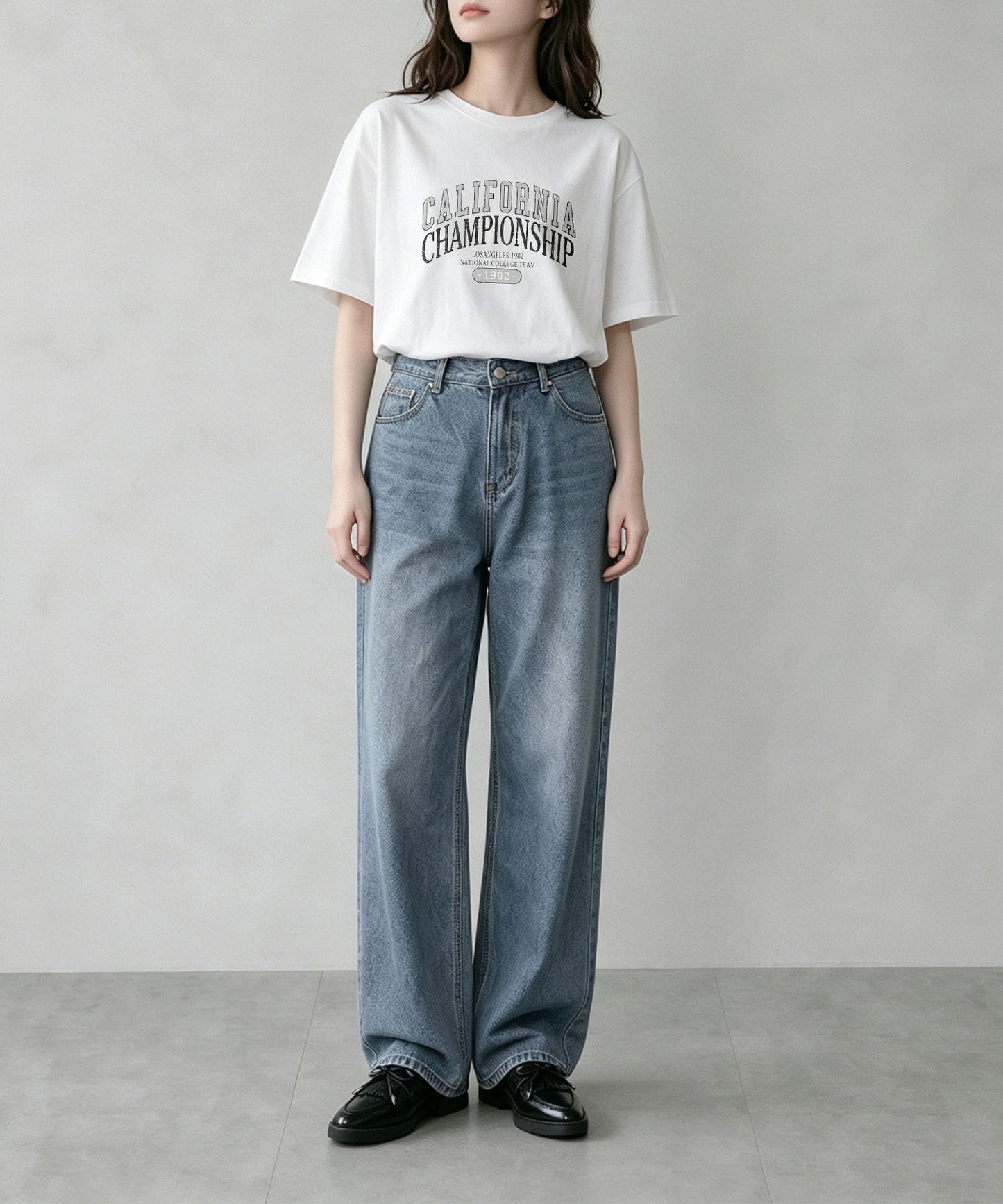aimoha/カレッジロゴプリントTシャツ