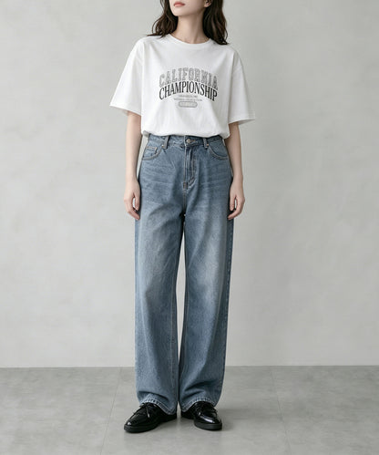 aimoha/カレッジロゴプリントTシャツ