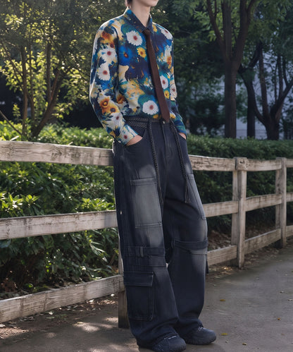 HOOK -original- Vintage-Style All-Over Print Long-Sleeve Polyester Shirt
