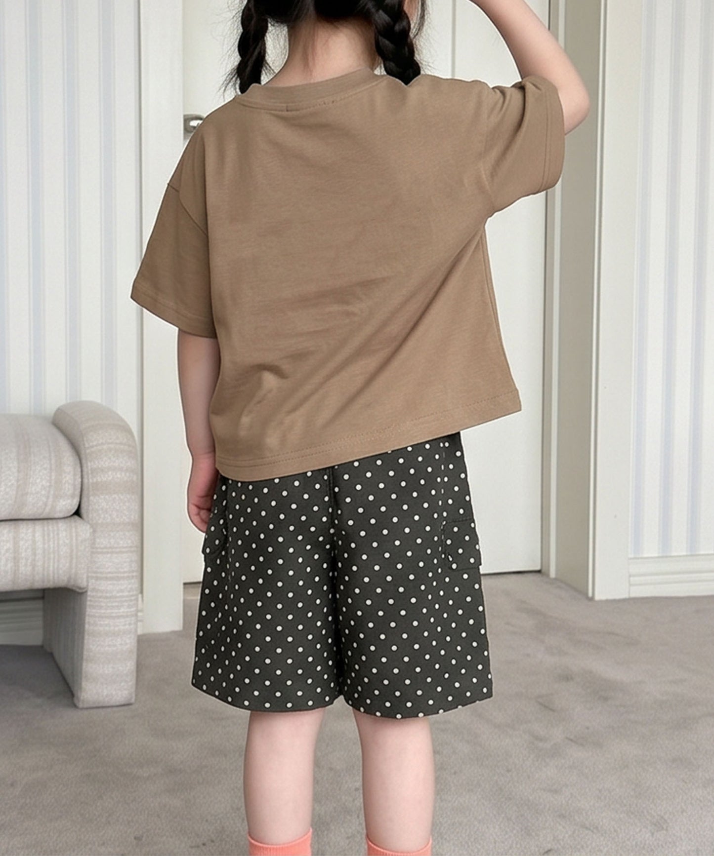 【aimoha-KIDS-】ロゴプリントコットンTシャツ (SS)
