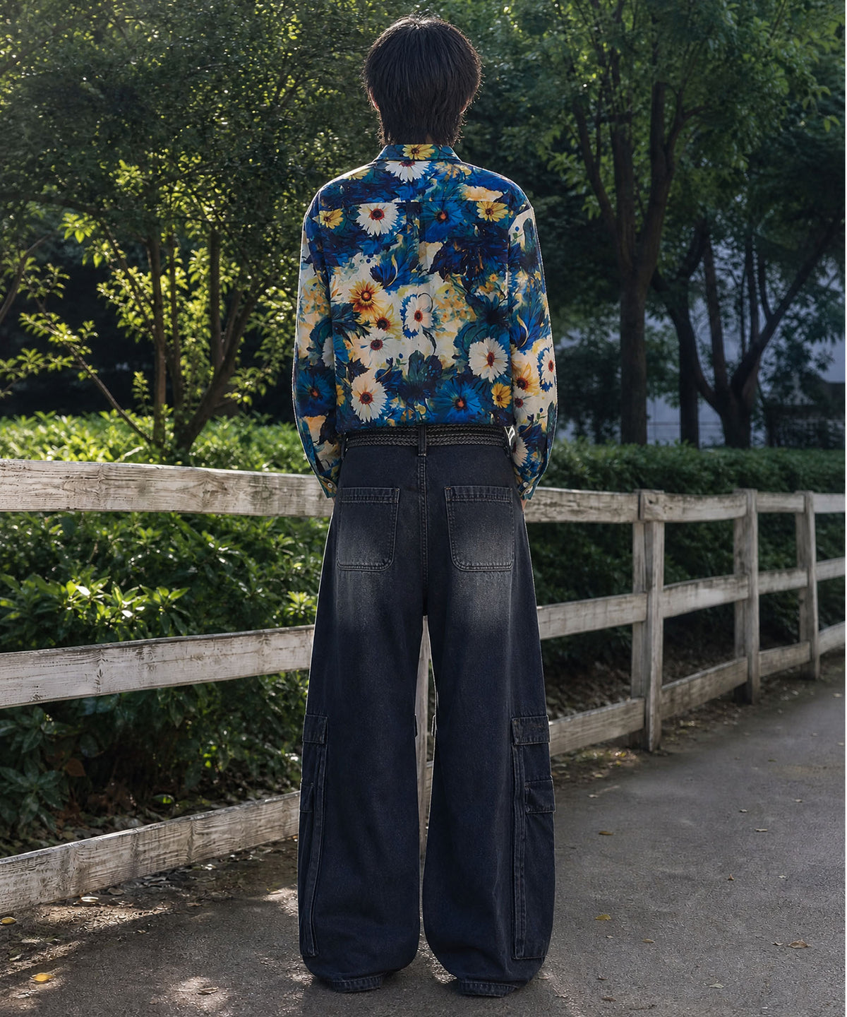 HOOK -original- Vintage-Style All-Over Print Long-Sleeve Polyester Shirt