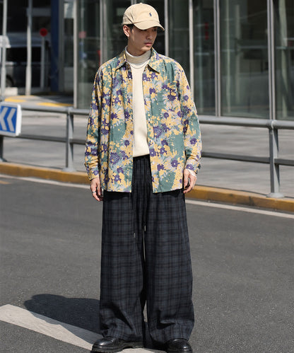 HOOK -original- Vintage-Style All-Over Print Long-Sleeve Polyester Shirt