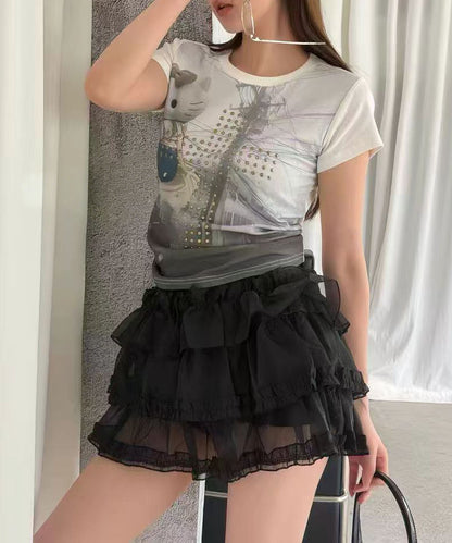 HOOK for girls　シフォンフリル ティアードミニスカート