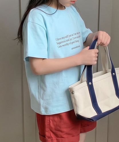 【aimoha-KIDS-】ロゴプリントコットンTシャツ (SS)