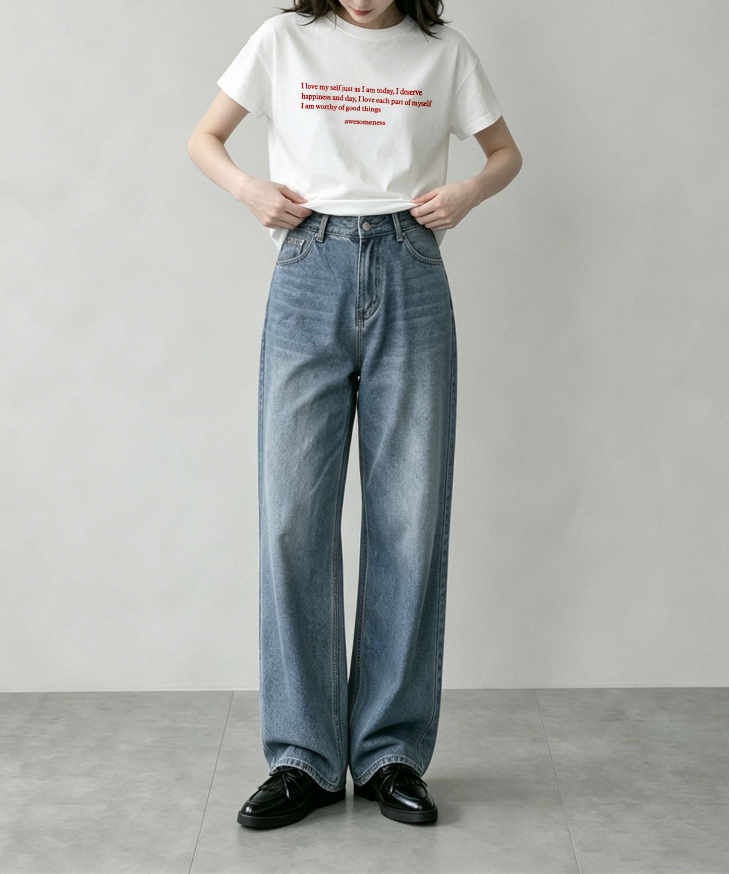 aimoha/ミニメッセージロゴTシャツ