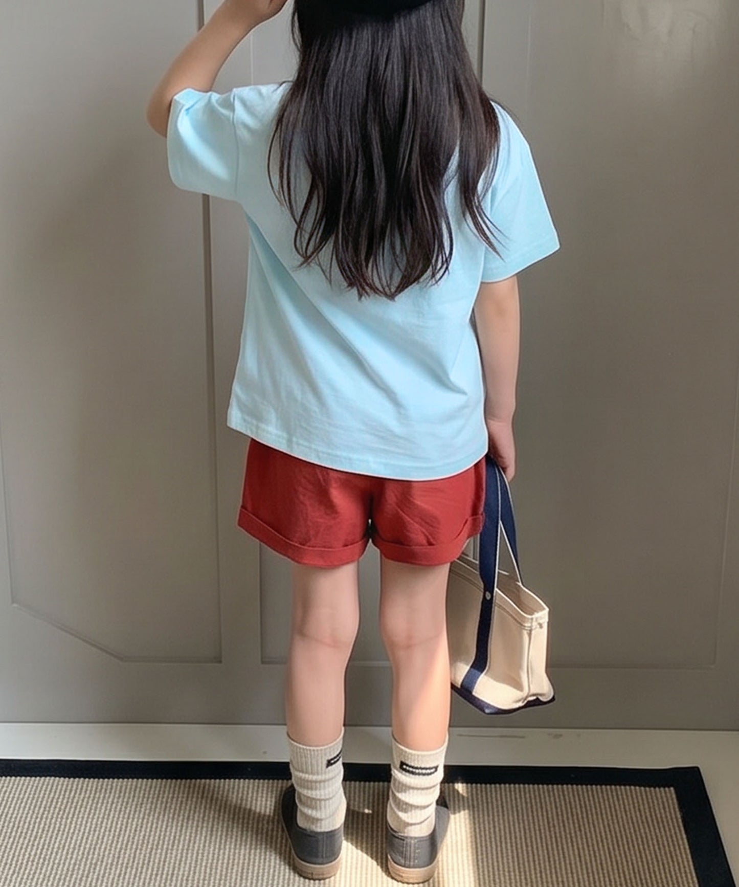 【aimoha-KIDS-】ロゴプリントコットンTシャツ (SS)