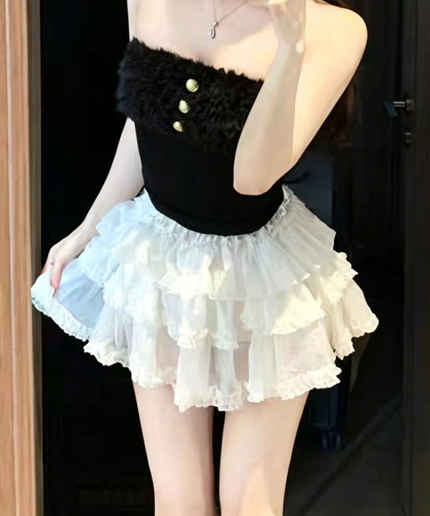 HOOK for girls　シフォンフリル ティアードミニスカート
