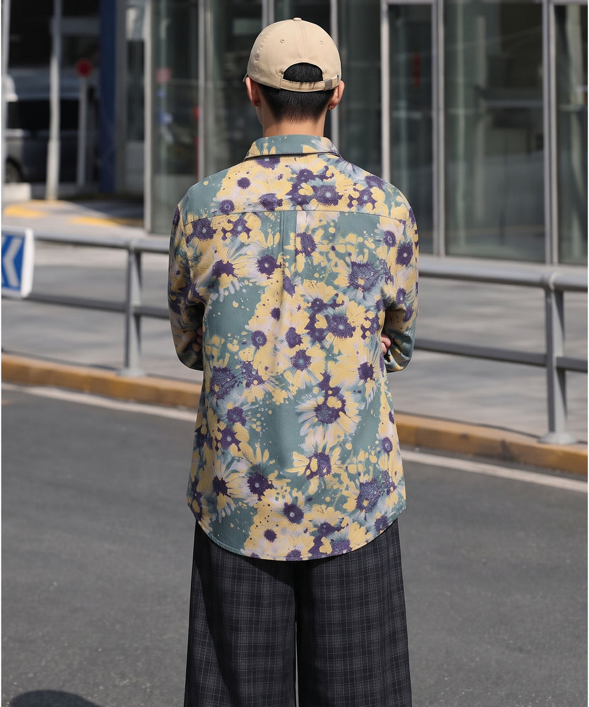 HOOK -original- Vintage-Style All-Over Print Long-Sleeve Polyester Shirt