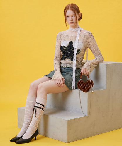 HOOK for girls　Y2Kグランジスターワッペンショート丈長袖トップス