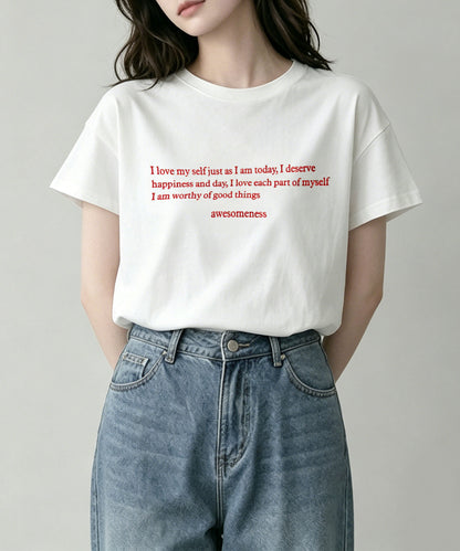 aimoha/ミニメッセージロゴTシャツ
