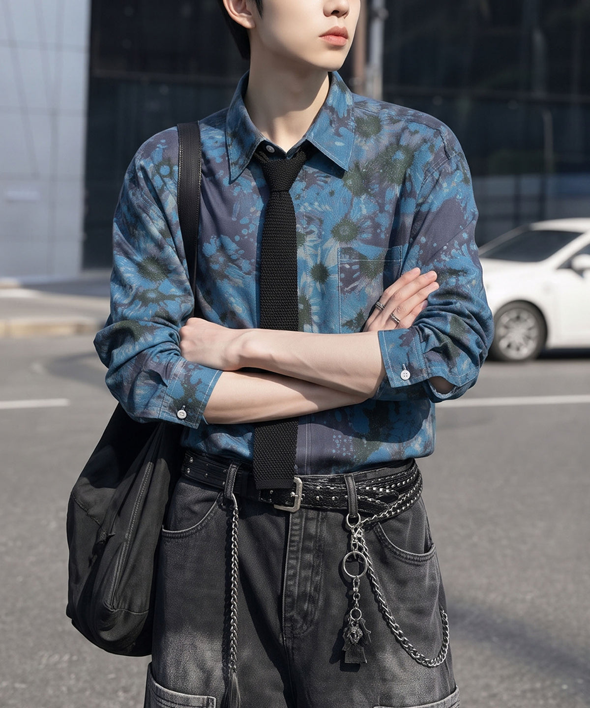 HOOK -original- Vintage-Style All-Over Print Long-Sleeve Polyester Shirt