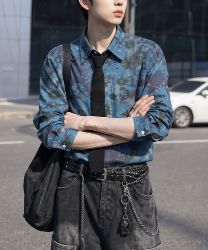 HOOK -original- Vintage-Style All-Over Print Long-Sleeve Polyester Shirt