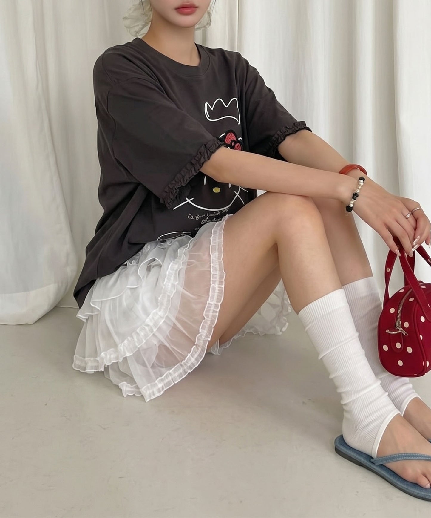 HOOK for girls　シフォンフリル ティアードミニスカート