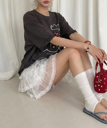 HOOK for girls　シフォンフリル ティアードミニスカート