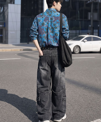 HOOK -original- Vintage-Style All-Over Print Long-Sleeve Polyester Shirt