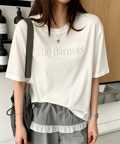 aimoha/英字刺繍ロゴTシャツ