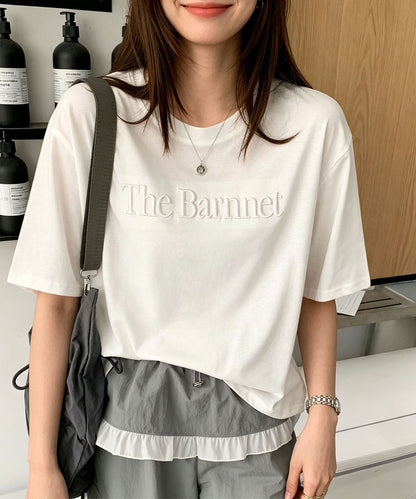 aimoha/英字刺繍ロゴTシャツ