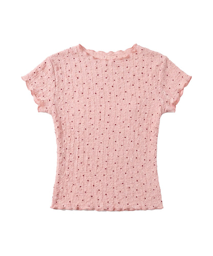 HOOK for girls バブルシフォン総柄クロップドトップス