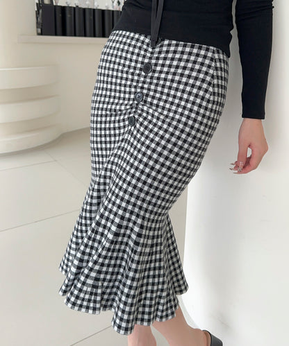 【Jasmine】チェック柄ニットマーメイドスカート