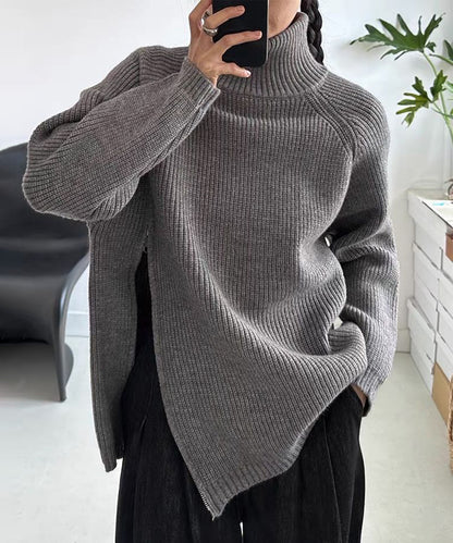 斜めファスナー アシンメトリーニットトップス（ダブルジップ仕様）