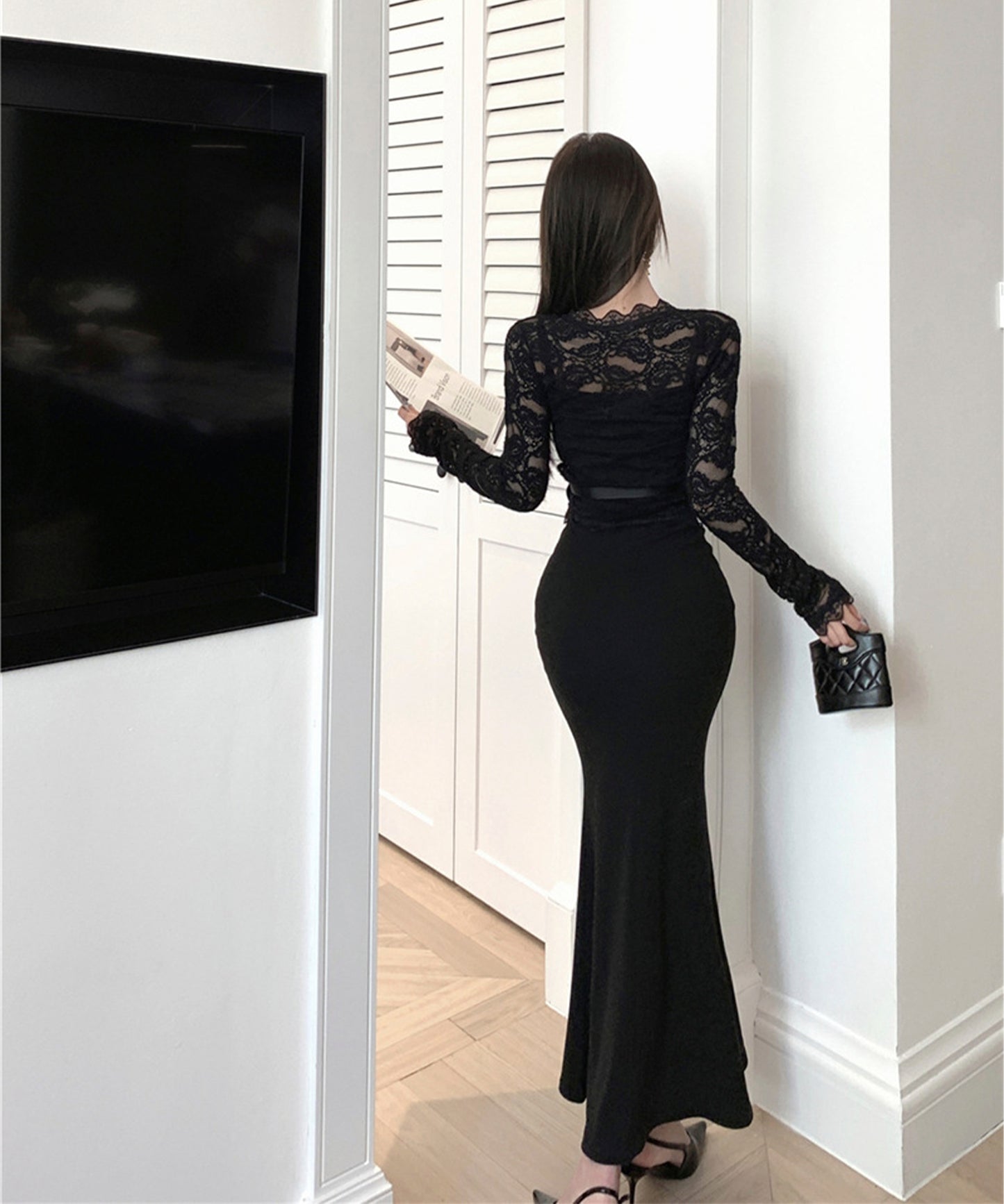 【Jasmine】シアーレーストップス＋スウェットキャミワンピース