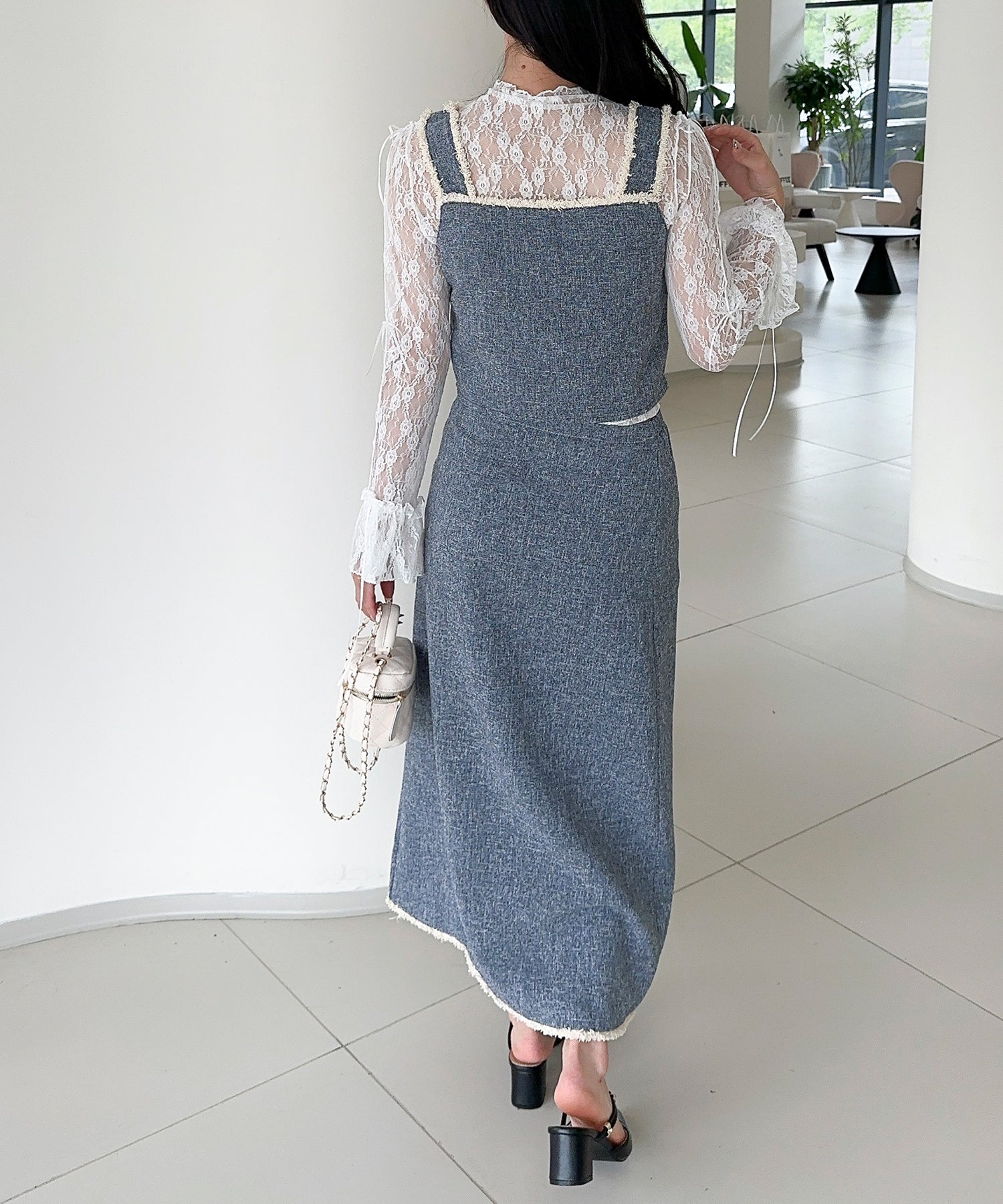 【Jasmine】ツイード調キャミソール＋ロングスカート