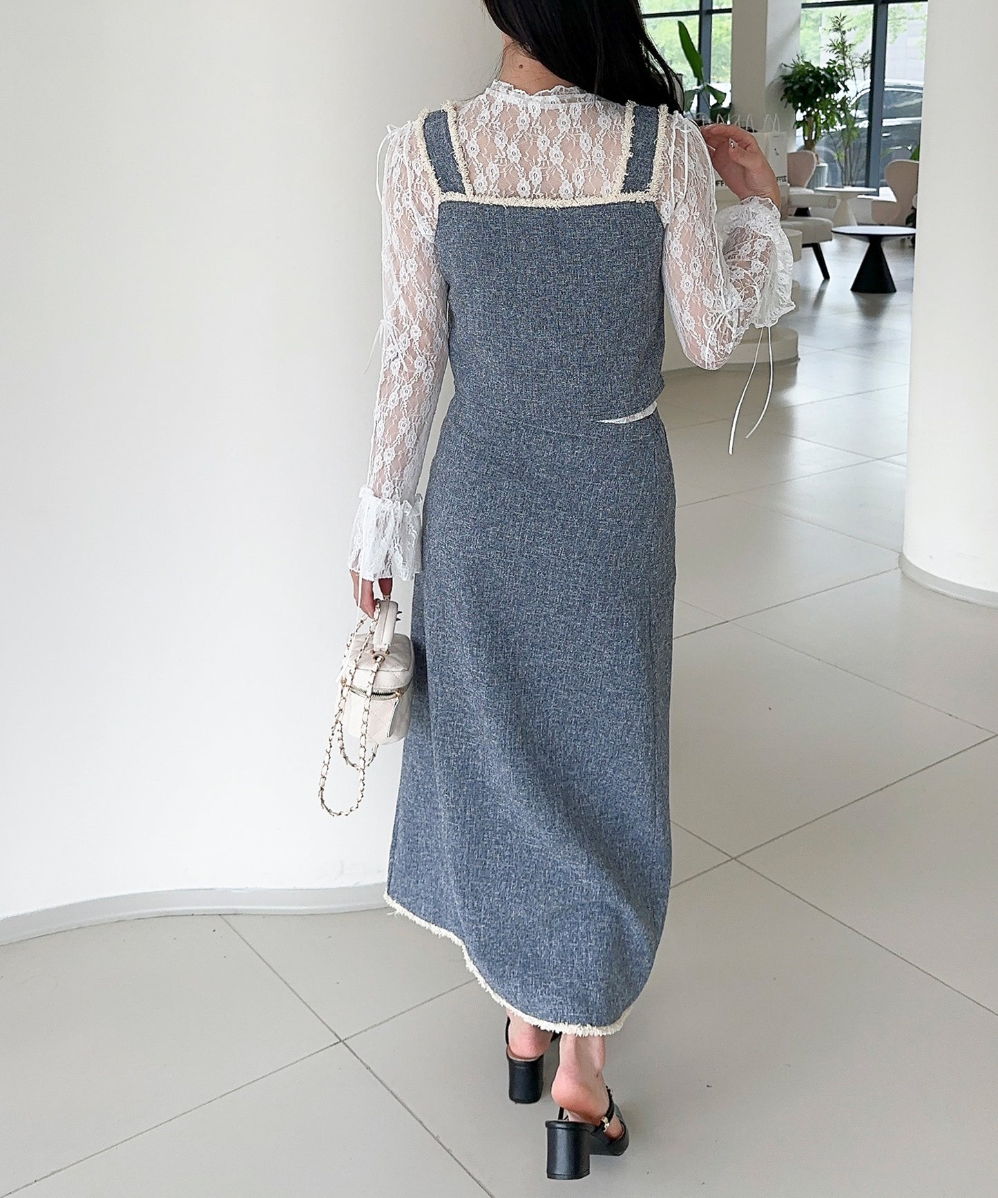 【Jasmine】ツイード調キャミソール＋ロングスカート