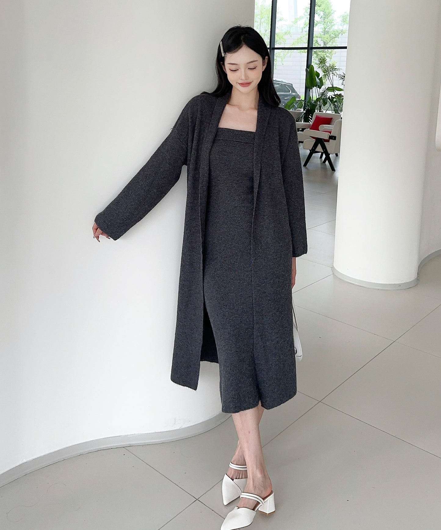 【Jasmine】ニットチューブワンピース＋ロングカーディガン