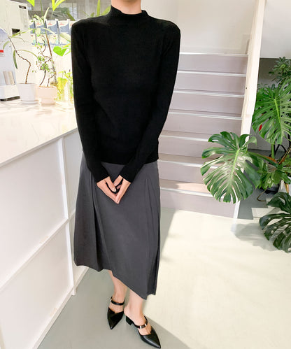 aimoha/無地モックネックニットソートップス