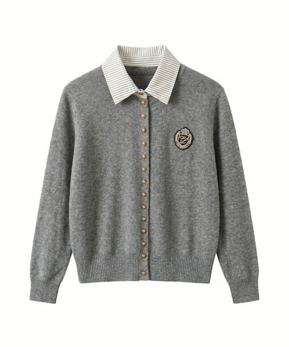 HOOK for girls　配色ストライプ襟付きカーディガン