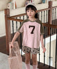 【aimoha-KIDS-】ナンバープリントラグランTシャツ