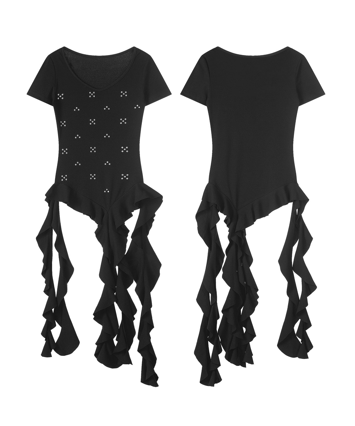 HOOK for girls　スタッズ×アシメ縦フリルヘム 半袖トップス (SS)