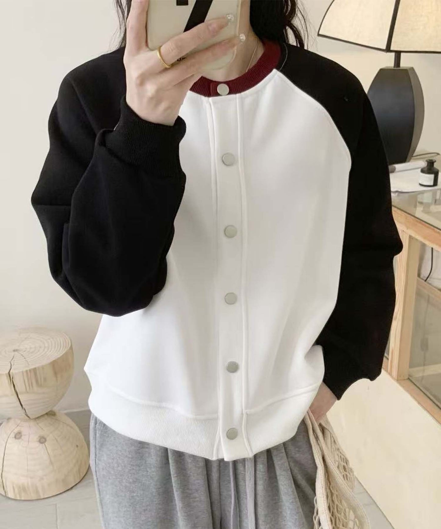 ラグランスリーブボタンカーディガン