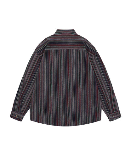 [HOOK] Vintage-style striped all-over pattern big shirt