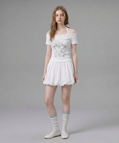 HOOK for girls レースレイヤード風 × グラフィック コンパクトT