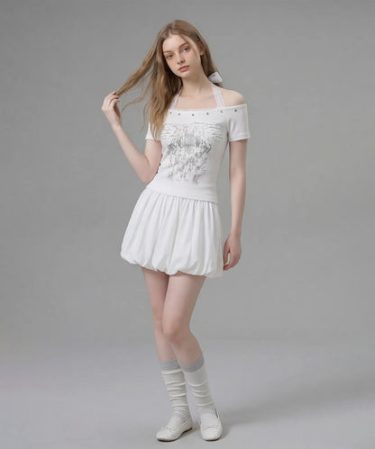 HOOK for girls レースレイヤード風 × グラフィック コンパクトT