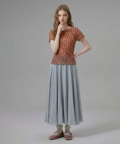 HOOK for girls バブルシフォン総柄クロップドトップス