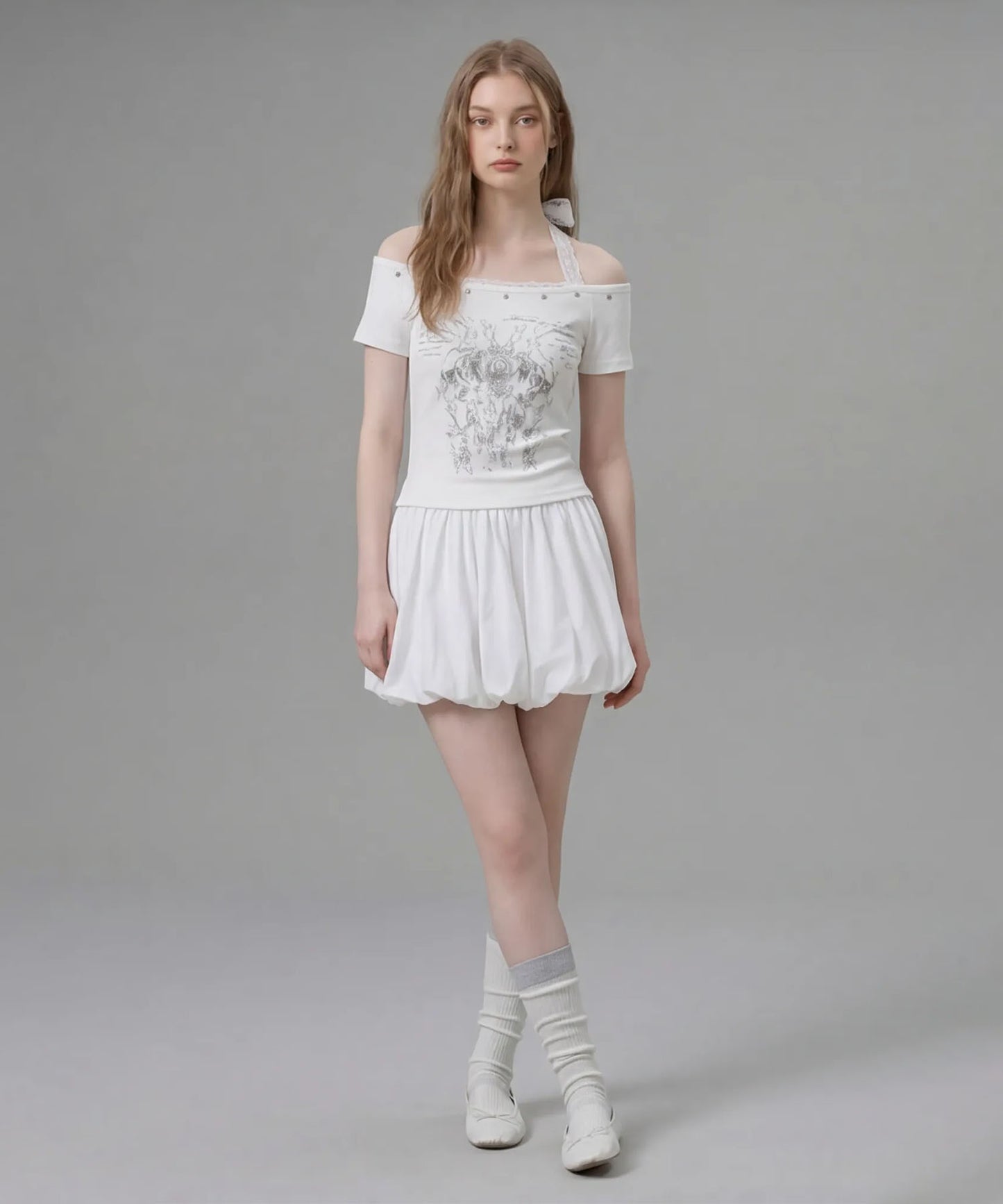 HOOK for girls レースレイヤード風 × グラフィック コンパクトT