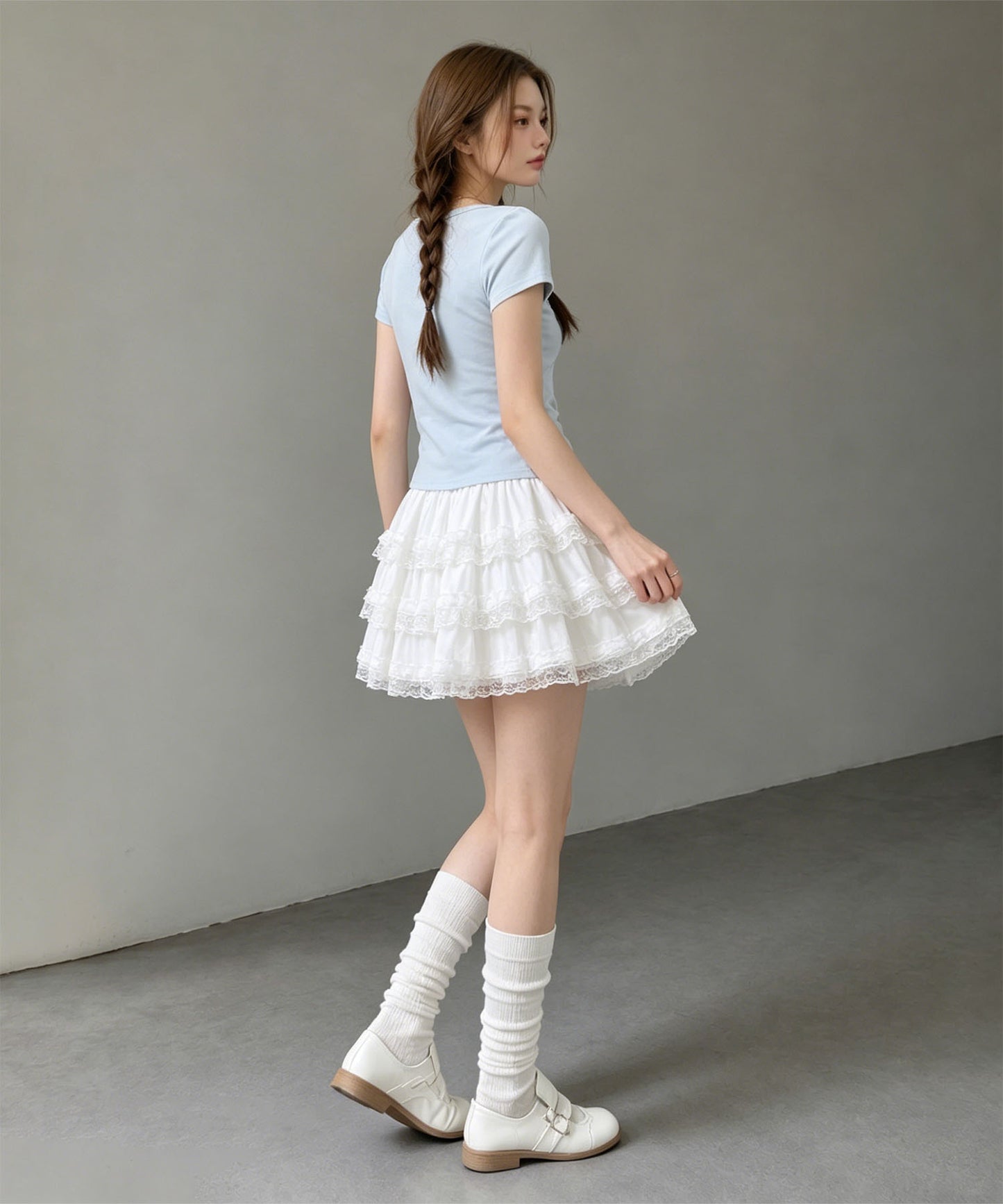 HOOK for girls リボングラフィック × サイドギャザー コンパクトストリートT