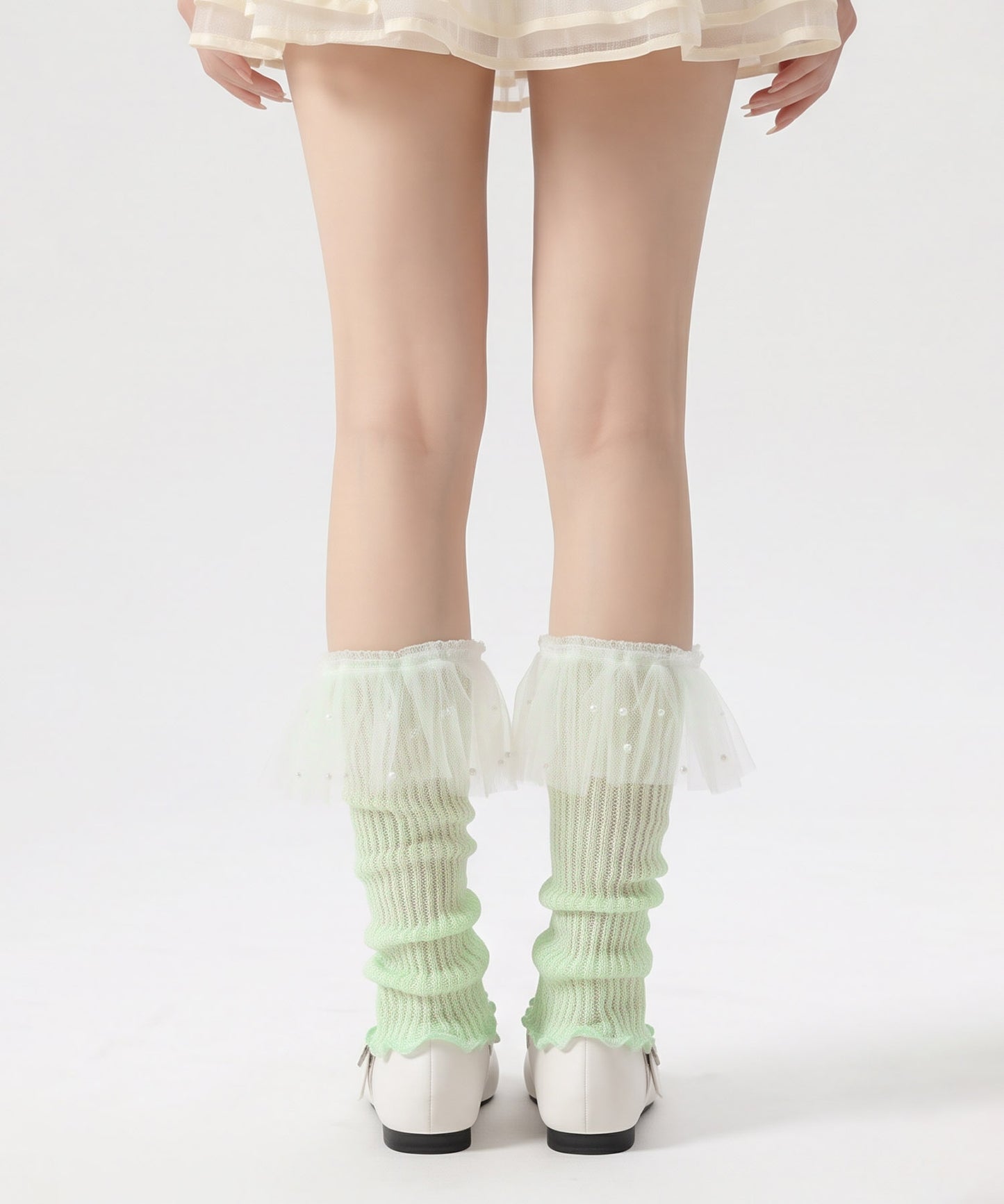 HOOK for girls くしゅくしゅ シアーニット レッグウォーマー コットン 春夏 バレエコア