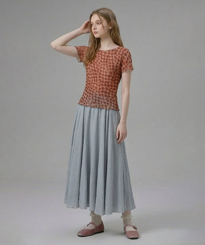 HOOK for girls バブルシフォン総柄クロップドトップス